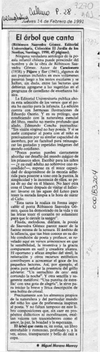 El árbol que canta  [artículo] Miguel Moreno Monroy.
