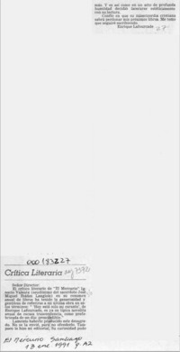 Crítica literaria  [artículo] Enrique Lafourcade.