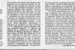 Veinte poemas de amor y una canción desesperada  [artículo] Ana María Larraín.