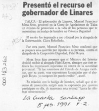 Presentó el recurso el gobernador de Linares  [artículo].