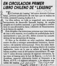 En circulación primer libro chileno de "Leasing"  [artículo].