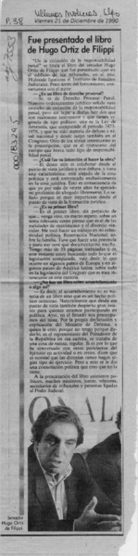 Fue presentado el libro de Hugo Ortiz de Filippi  [artículo].