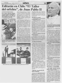 Editarán en Chile "El taller del orfebre", de Juan Pablo II