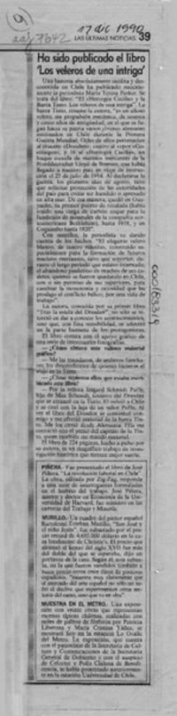 Ha sido publicado el libro "Los veleros de una intriga"  [artículo].