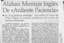 Alaban montaje inglés de "Ardiente paciencia"  [artículo].