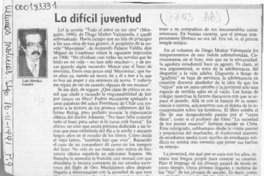 La difícil juventud  [artículo] Luis Sánchez Latorre.