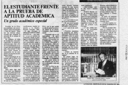 El estudiante frente a la Prueba de Aptitud Académica (entrevista)