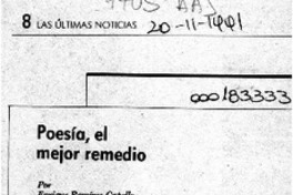 Poesía, el mejor remedio  [artículo] Enrique Ramírez Capello.