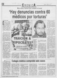 "Hay denuncias contra 60 médicos por torturas"  [artículo] Paula Chahin.