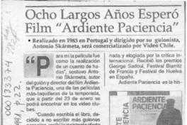 Ocho largos años esperó film "Ardiente paciencia"  [artículo].