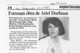 Estrenan obra de Ariel Dorfman  [artículo].