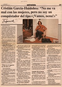 Cristián García-Huidobro, "No me va mal con las mujeres, pero no soy un conquistador del tipo 'Vamos, nena!'"