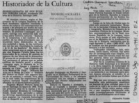 Historiador de la cultura  [artículo] Alejandra Valdés.