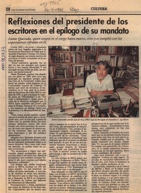 Reflexiones del presidente de los escritores en el epílogo de su mandato  [artículo].