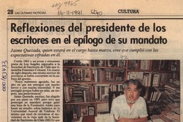 Reflexiones del presidente de los escritores en el epílogo de su mandato  [artículo].