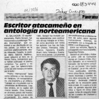 Escritor atacameño en antología norteamericana  [artículo].