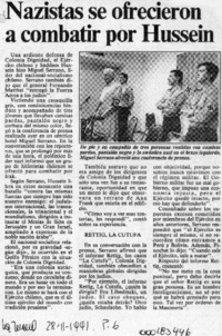 Nazistas se ofrecieron a combatir por Hussein  [artículo].