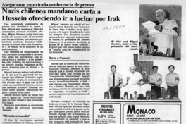 Nazis chilenos mandaron carta a Hussein ofreciendo ir a luchar por Irak  [artículo].
