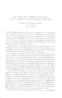 La prosa de Gabriela Mistral, o una verdadera joya desconocida