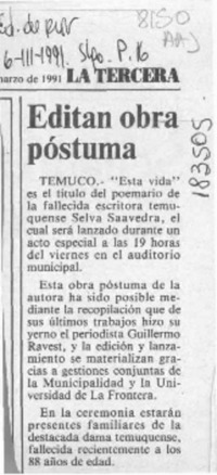 Editan obra póstuma  [artículo].