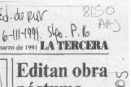 Editan obra póstuma  [artículo].