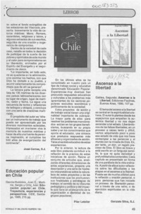 Educación popular en Chile  [artículo] Pilar Letelier.