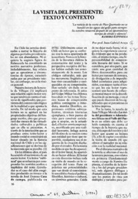 La visita del Presidente, texto y contexto  [artículo] Juan Gabriel Araya.