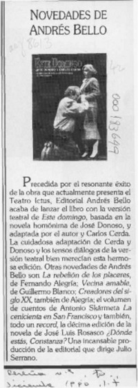 Novedades de Andrés Bello  [artículo].