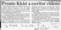 Premio Kleist a escritor chileno  [artículo].