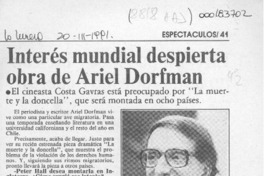 Interés mundial despierta obra de Ariel Dorfman  [artículo].