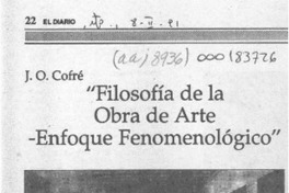 "Filosofía de la obra de arte, enfoque fenomenológico"  [artículo].