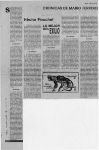 Héctor Pinochet lo mejor del exilio  [artículo] Mario Ferrero.