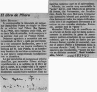 El libro de Piñera  [artículo] Raúl Valdebenito.