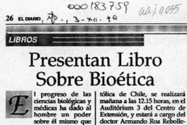 Presentan libro sobre bioética  [artículo].