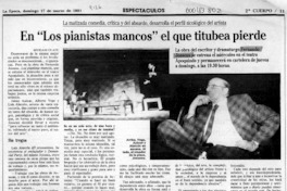 En "Los pianistas mancos" el que titubea pierde  [artículo] Myriam Olate.