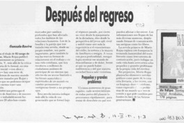 Después del regreso  [artículo] Gonzalo Rovira.