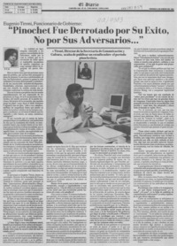"Pinochet fue derrotado por su éxito, no por sus adversarios"