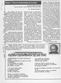 Elogio a "Oscura desbandada de los días"  [artículo] Bernardo González K.