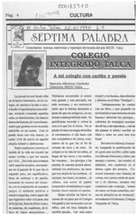 A mi colegio con cariño y poesía  [artículo] Marcela Albornoz Dachelet.