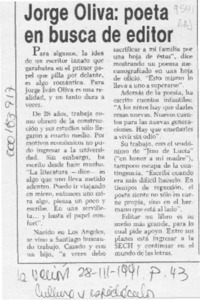 Jorge Oliva, poeta en busca de editor  [artículo].