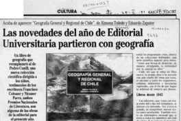 Las novedades del año de Editorial Universitaria partieron con geografía  [artículo] Joanna Bañados.