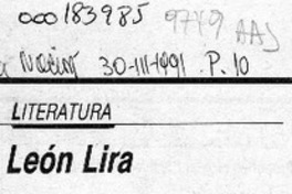 León Lira  [artículo] Eduardo Vassallo.