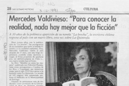 Mercedes Valdivieso, "Para conocer la realidad, nada hay mejor que la ficción"
