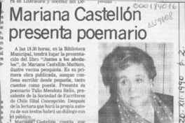 Mariana Castellón poresenta poemario  [artículo].
