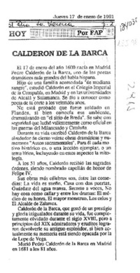 Calderón de la Barca  [artículo] Fap.