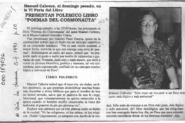 Presentan polémico libro "Poemas del cosmonauta"  [artículo].