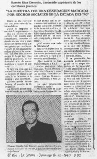 "La nuestra fue una generación marcada por hechos sociales de la década del '70"