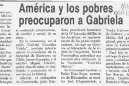 América y los pobres preocuparon a Gabriela  [artículo] Eliseo Barboza.