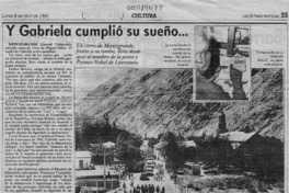 Y Gabriela cumplió su sueño --  [artículo] Samuel Valenzuela.
