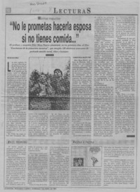 "No le prometas hacerla esposa si no tienes comida -- "  [artículo] Héctor Velis Meza.